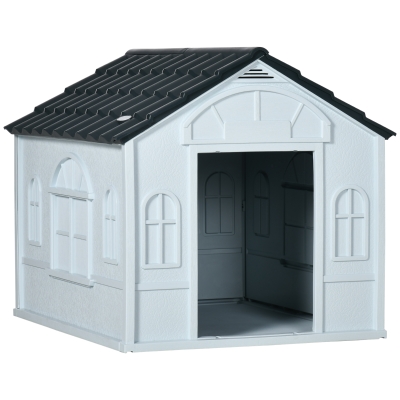 PawHut Niche pour chien chenil à l'extérieur en PP blanc pour chiens de petite et moyenne taille - 65 x 75,7 x 63 cm