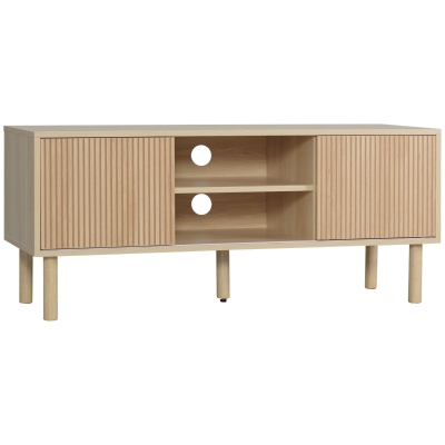HOMCOM Meuble TV support TV pour télévision jusqu'à 50 pouces 2 portes coulissantes et 2 niches avec passe-câbles - 115 x 40 x 49 cm