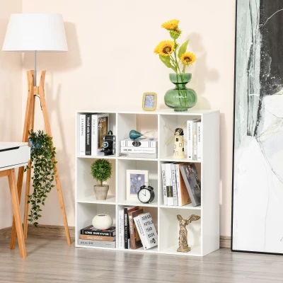 Biblioteca 9 Compartimente Cub 91,5x29,5x91,5cm Alb