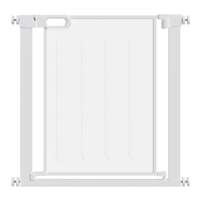 PawHut Barrière de sécurité pour animaux domestique avec fermeture automatique double verrouillage largeur 75-82 cm blanc
