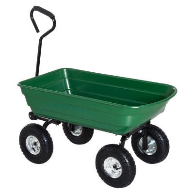 Durhand Carucior cu Remorca Manuala de Gradina, Verde, Negru, 108x50x84cm