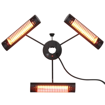 Outsunny Calefactor Eléctrico de Exterior por Infrarrojos con Control Remoto y 3 Paneles para Sombrilla 87x75x22cm Negro