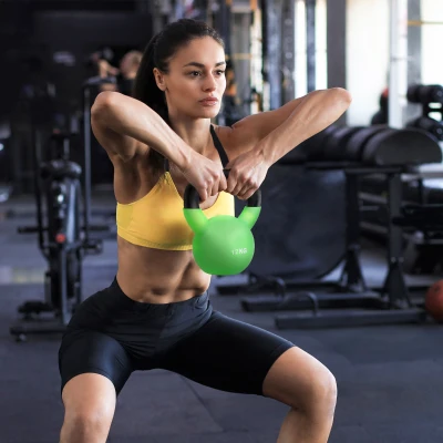 HOMCOM Pesa Rusa de 12 kg de Hierro Fundido con Revestimiento de Neopreno para Entrenamiento de Fuerza 20x13x23 cm Verde