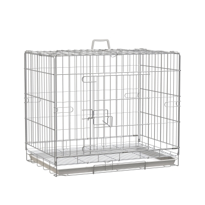PawHut Jaula Plegable para Perros Jaula Metálica para Perros con Bandeja Extraíble y 2 Puertas 61x43x50 cm Blanco