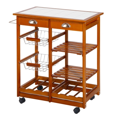 HOMCOM Desserte à Roulettes en Bois 74 x 37 x 75 cm