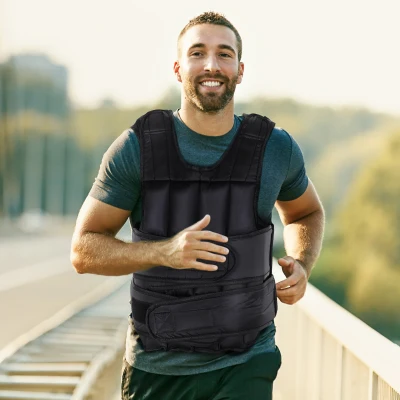 HOMCOM 15kg Weighted Vest, Adjustable Running Weight Vest with 38 Weight Bags for Men or Women Cardio Exercise, Black