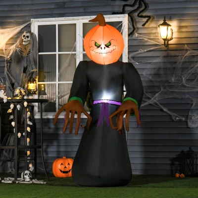 HOMCOM Halloween-pompoenspook gloeiende tuindecoratie met 6 ledlichten ventilator