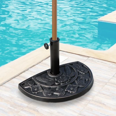 Outsunny Halfronde zonneschermstandaard zonneschermvoet schermvoet hars 50 x 31 x 32 cm 9 kg