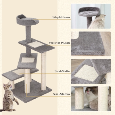 PawHut Klimboom 5 lagen kattenboom speelboom kattenkrabboom trap sisal beige