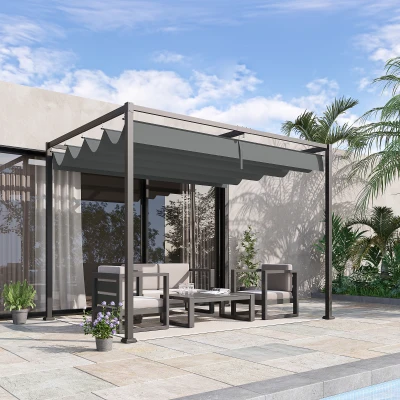 Nowoczesna Pergola Outsunny z Metalu 3x2m z Regulowanym Dachem - Idealna Ochrona Przeciwsłoneczna dla Każdego Ogrodu i Tarasu, Szary
