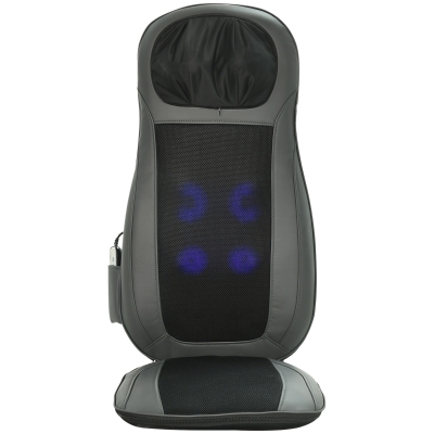 HOMCOM Massagegerät, Massageauflage, Massagefunktion, Vibration, Wärmefunktion, Kunstleder, Schwarz+Grau, 45 x 39 x 78cm