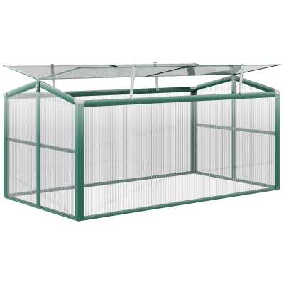 Outsunny Szklarnia aluminiowa Skrzynia inspektowa Cieplarnia Inspekt do uprawy 4 otwory PC 130 x 70 x 53 cm