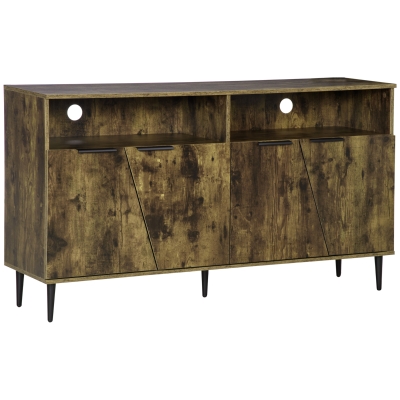 HOMCOM Sideboard im Industrie-Design 2 Schränke 2 Regale 147 cm x 40 cm x 83 cm Holzwerkstoff Braun