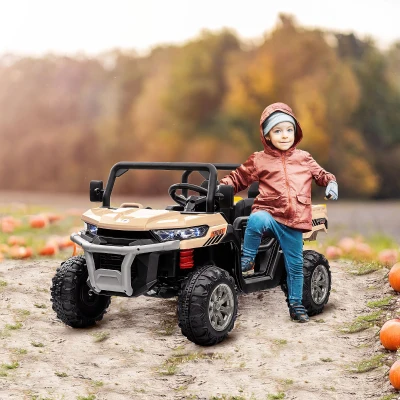 HOMCOM 12V 2 Seater Kids Electric Ride-On Car with Electric Bucket, Remote Control - Yellow