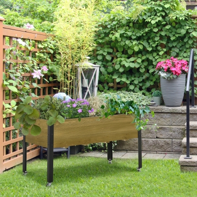 Outsunny Podwyższona grządka z kółkami 120 cm x 60,5 cm x 66 cm