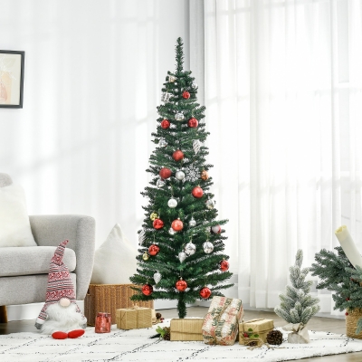 HOMCOM Árvore de Natal Artificial 150cm Ignífugo com 294 Pontas de Ramo PVC e Suporte de Metal Decoração de Natal para Interiores Ø46x150cm