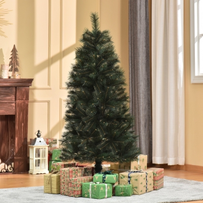 HOMCOM Árvore de Natal 150cm Artificial com 219 Agulhas de Pinheiro de PVC Ignífugo Base Dobrável e Suporte de Aço Montagem Rápida Decoração de Natal para Interiores Verde