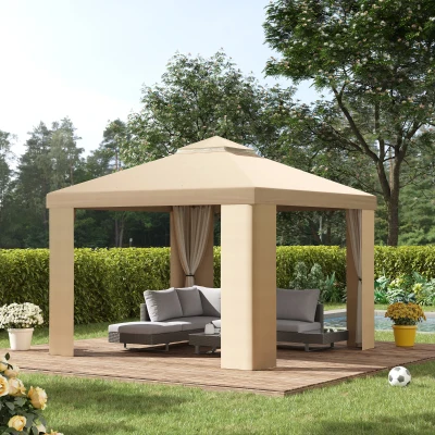 Outsunny Gazebo da giardino 3m x 3m Cachi