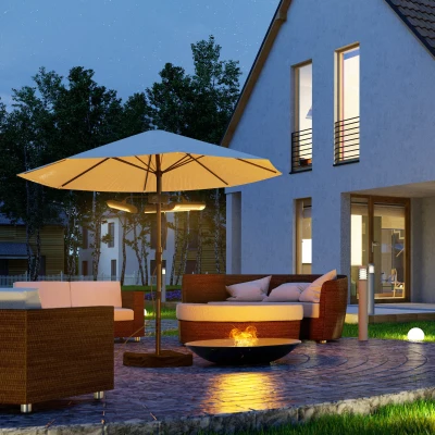 Outsunny Aquecedor Elétrico de Exterior com 3 Painéis 1000W Aquecedor de Infravermelhos com Controlo Proteção IPX5 87x75x22cm Preto