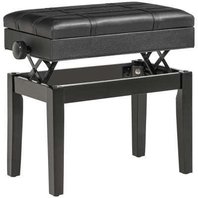 HOMCOM Banc de piano banquette pour piano tabouret de piano hauteur réglable avec coussin rembourrée pieds en bois massif similicuir noir