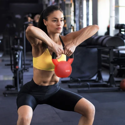 HOMCOM Kettlebell de 10 kg de Ferro Fundido Peso Russo com Revestimento de Neoprene para Treinamento de Força 18x11x20cm Vermelho