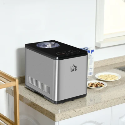 HOMCOM ijsmachine 1,5 L, zilver, zwart, 38,4 x 24 x 32 cm