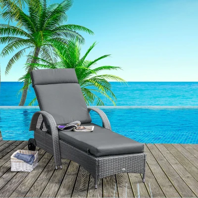 Outsunny Lounge-kussen donkergrijs 196 x 55 x 8 cm