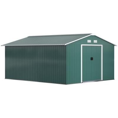 Outsunny Magazie Unelte din Otel Galvanizat, Anti Rugina 3.4 x 3.86 x 2 m, Verde(m-1)