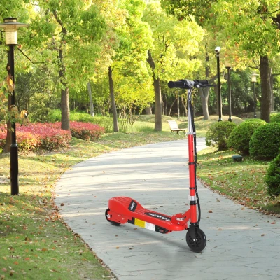 HOMCOM Folding Electric Kids Scooter Ride on Age 7-14, Red/Black