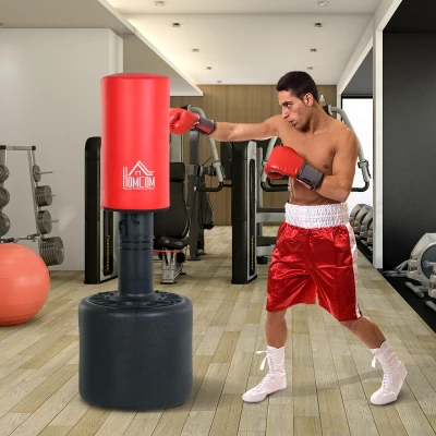 HOMCOM Boxing Punch Bag Ф56 x 145-172cm Nero, rosso