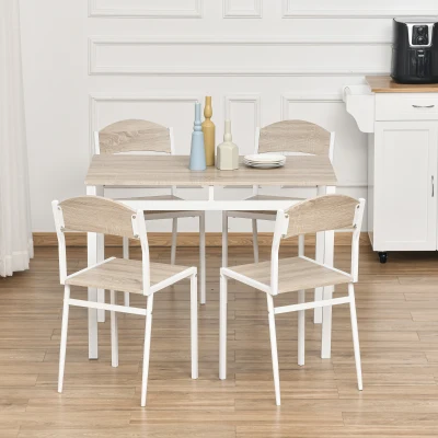 Set Masă de Prânz din 5 Piese, 100x63x76,5 cm, Gri și Alb