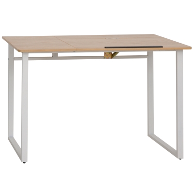 Homcom Scrivania da Disegno con Piano Inclinabile 50° in Acciaio Bianco e Legno MDF