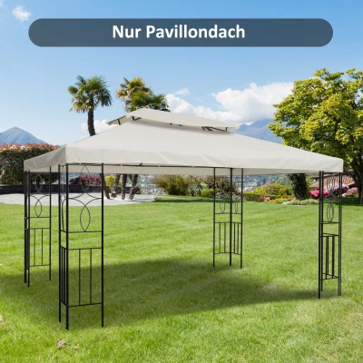 Outsunny Baldachim do metalowego pawilonu ogrodowego 4 x 3, namiot imprezowy, dach, kremowy