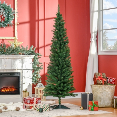 HOMCOM Árvore de Natal Artificial 180cm Ignífugo com 390 Pontas de Ramo PVC e Suporte de Metal Decoração de Natal para Interiores Fácil de Montar Verde