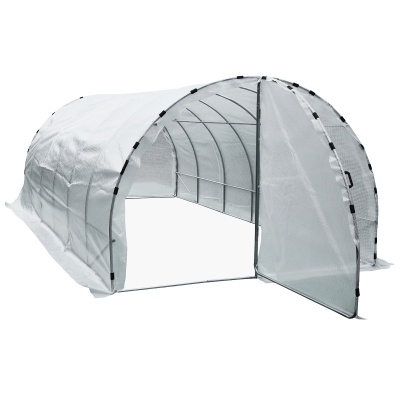 Outsunny Serre de Jardin Blanche 18 m² 6 x 3 x 2 m Blanc