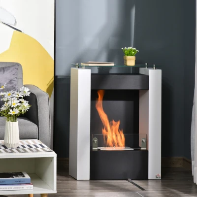 HOMCOM Biocamino 60cm x 20cm x 79cm Bianco, Nero