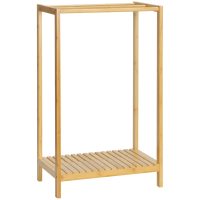 kleankin Porte-serviettes sur pieds en bambou avec 3 barres et 1 étagère 51 x 31 x 85 cm naturel