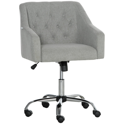 Vinsetto Chaise fauteuil de bureau à roulettes en tissu dossier capitonné pivotant avec accoudoirs - gris