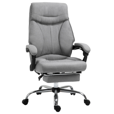 Fauteuil de bureau dossier réglable repose-pied tissu chanvre gris