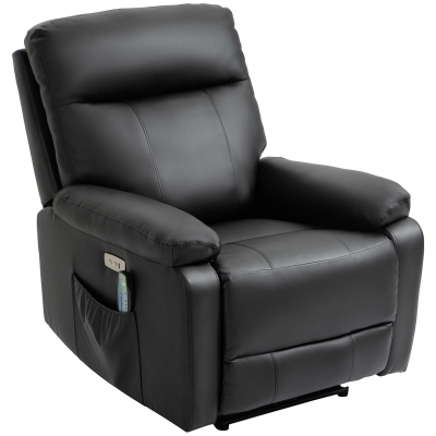 Fauteuil luxe de relaxation et massage inclinaison dossier repose-pied électrique revêtement synthétique gris
