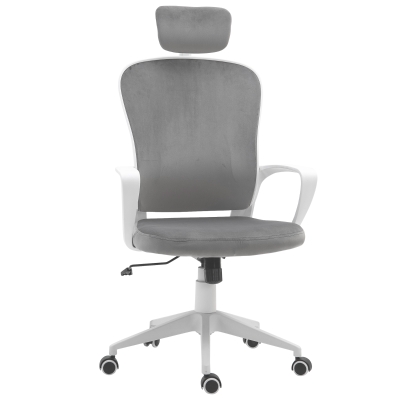 Fauteuil de bureau ergonomique en velours gris clair