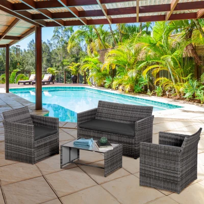 Set Mobilier pentru Exterior din PE Rattan Gri Canapea