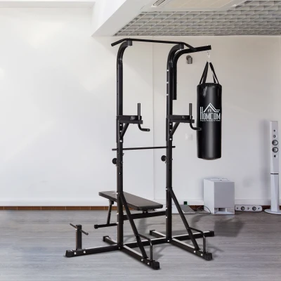 HOMCOM Stazione di allenamento 180cm x 183cm x 219cm Nero