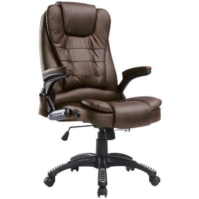 Homcom Fauteuil de Bureau Massant Chocolat 62 x 68 x 121 cm