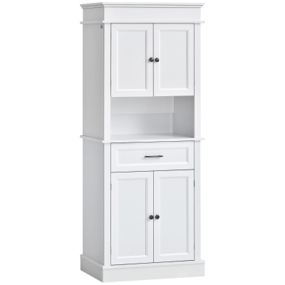 HOMCOM Küchenschrank Landhausstil 2 Schränke 1 Schublade 74 cm x 39,5 cm x 183 cm Holzwerkstoff Weiß