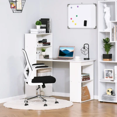 Birou modern cu biblioteca 120x55x120cm Alb