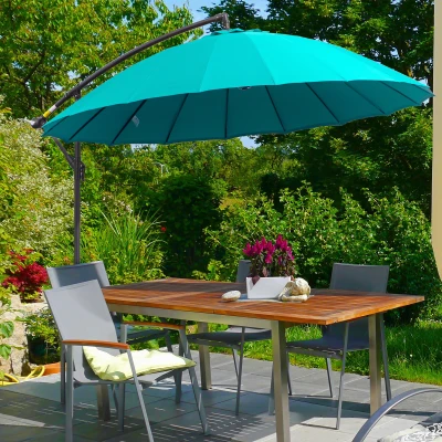 Outsunny Cantilever Umbrella 3m Adjustable Green