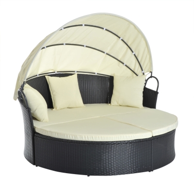 Outsunny Polyrattan Sonneninsel mit faltbarem Sonnendach 171 cm x 180 cm x 155 cm