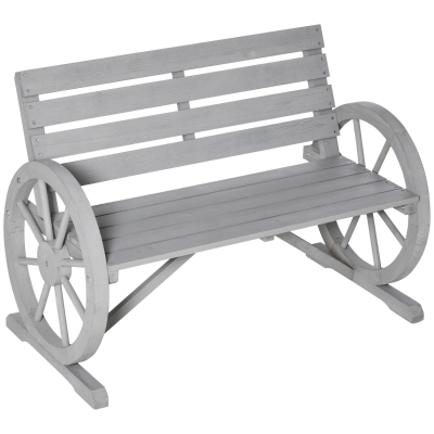 Outsunny Wooden Garden Bench Loveseat Grey 2-Seater