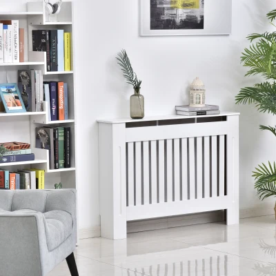 HOMCOM Slatted Radiator Cover, Painted Slim Cabinet for Radiator, Grill MDF,12L x 19W x 81H cm